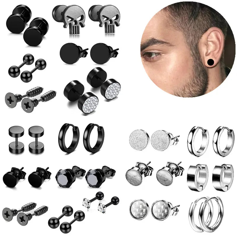 earring set, stud earring, stud earring set, men earring, black stud earrings, black stud earrings men, men stud earrings, stainless steel stud, earrings, stainless steel earrings, stud set