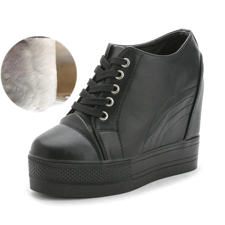 Women's Casual High-Top Platform Sneakers with Hidden Heels