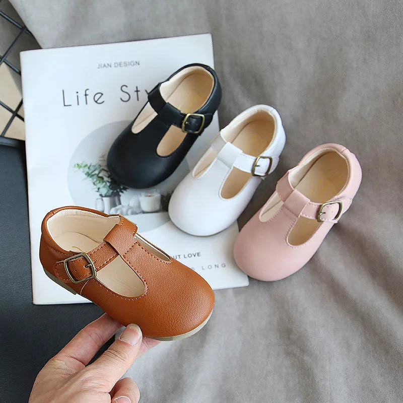 Spring Autumn T Strap Leather Shoes