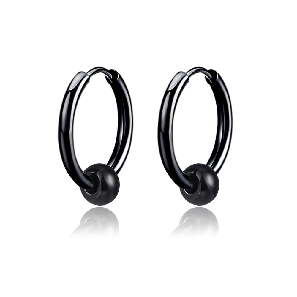 Black Punk Stainless Steel Stud Earrings for Men