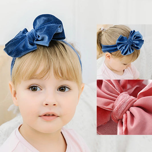 Baby Girls Velvet Headband Big Bow Hair Band Soft Ribbon