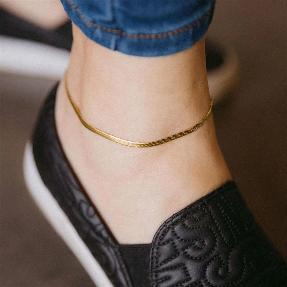 Stainless Steel Snake Chain Anklet For Women