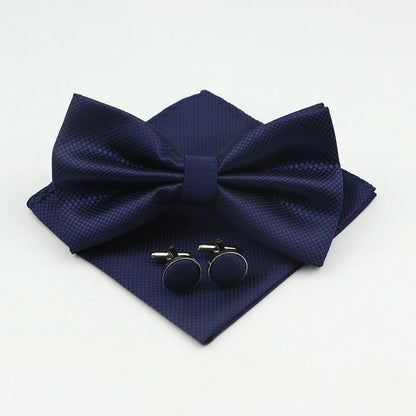 Men's Formal Pocket Square Cufflinks Polyester Bowtie