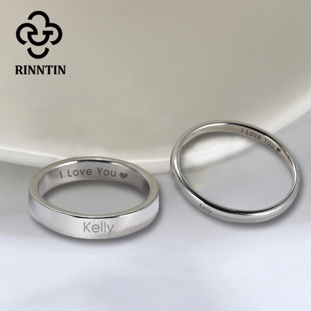 Silver DIY Engraved Couple Rings  Jewelry Gifts