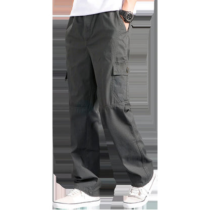 Versatile Oversize Men's Cargo Pants in Solid Grey