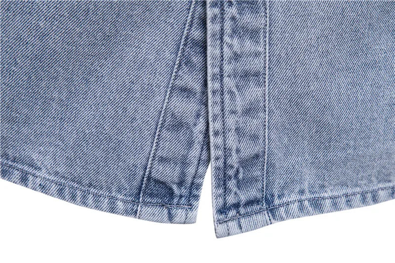 Langärmlige Herren-Jeanshemden aus 100 % Baumwolle