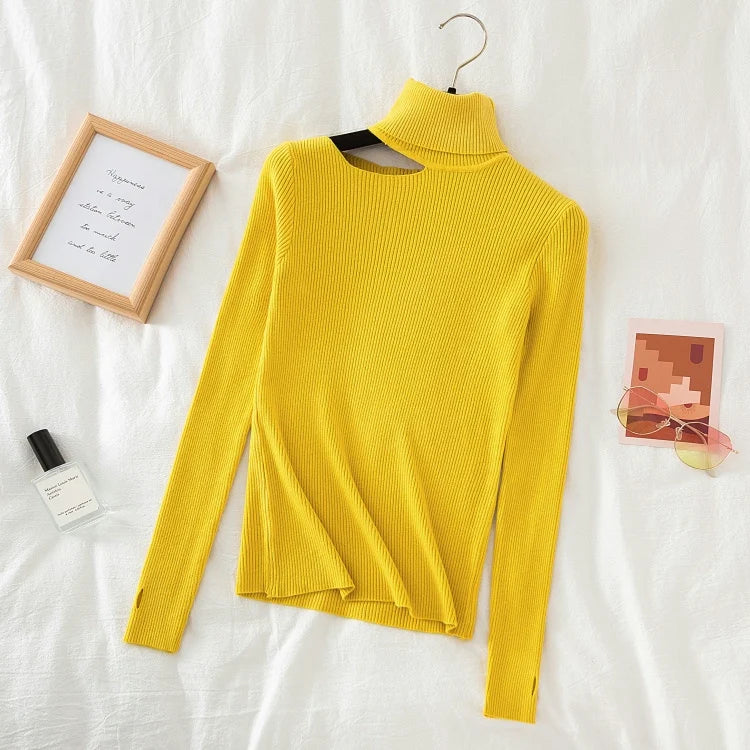 Lace Ruffle Turtleneck Sweater for Women's