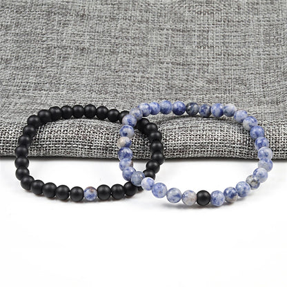 2 bracelets de perles en œil de tigre et pierre de lave noire pour couples