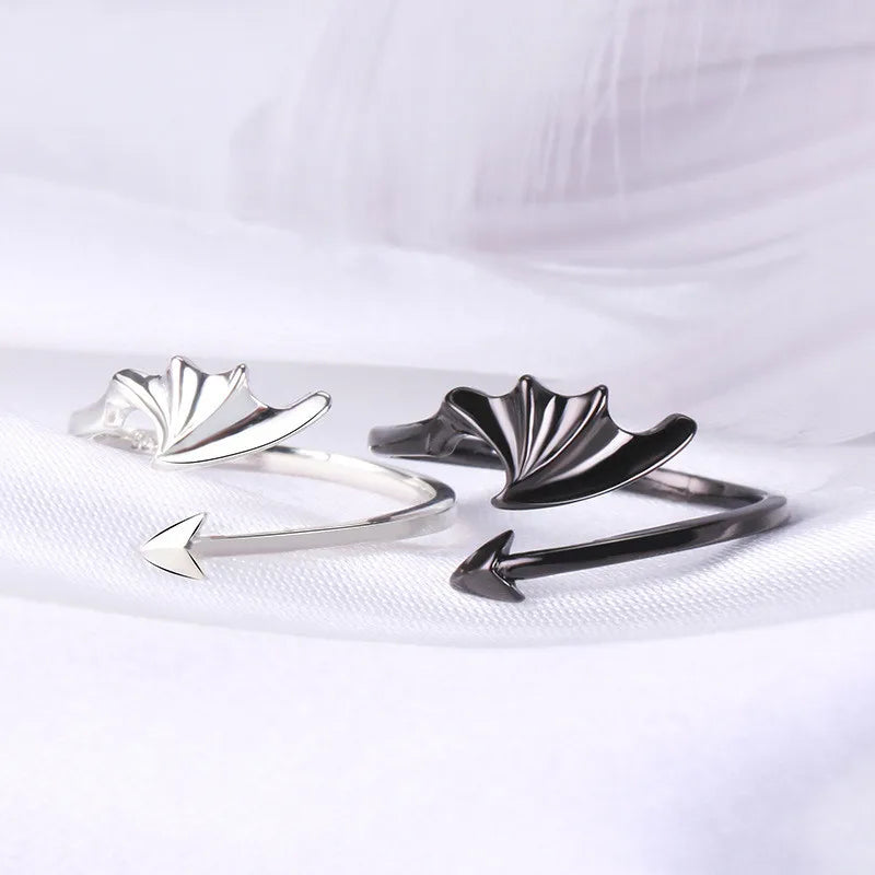 Gothic Punk Angel & Devil Couple Ring Set – Adjustable Open Rings