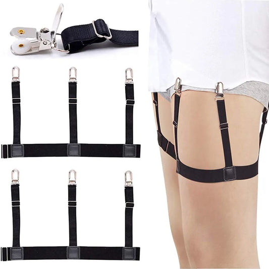 Adjustable Elastic Shirt Stays with Non-Slip Clamps