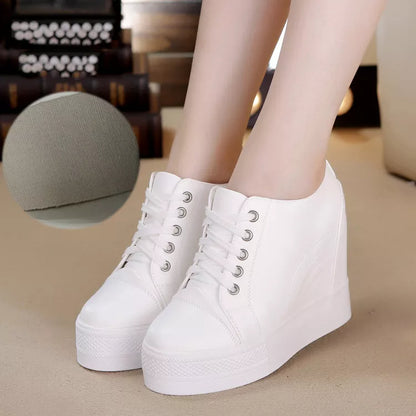 Women's Casual High-Top Platform Sneakers with Hidden Heels