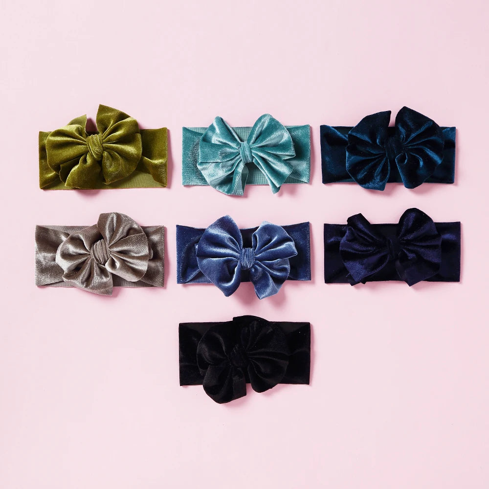 Baby Girls Velvet Headband Big Bow Hair Band Soft Ribbon