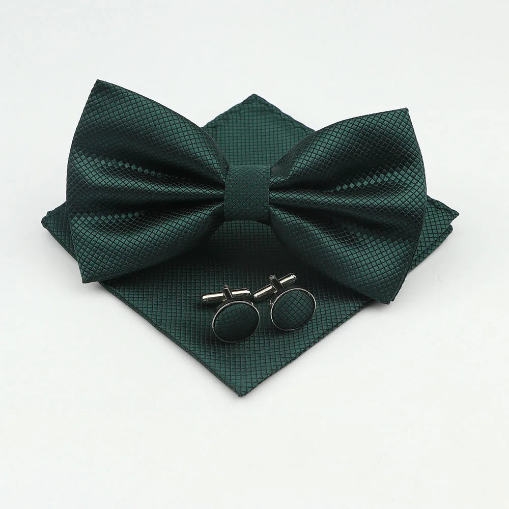 Men's Formal Pocket Square Cufflinks Polyester Bowtie