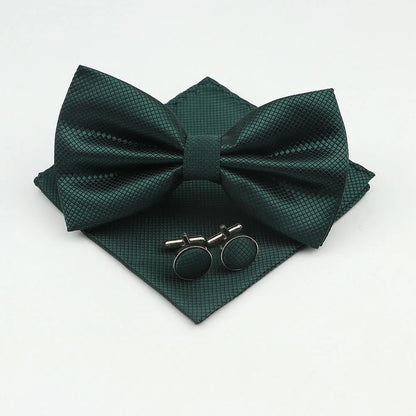 Men's Formal Pocket Square Cufflinks Polyester Bowtie