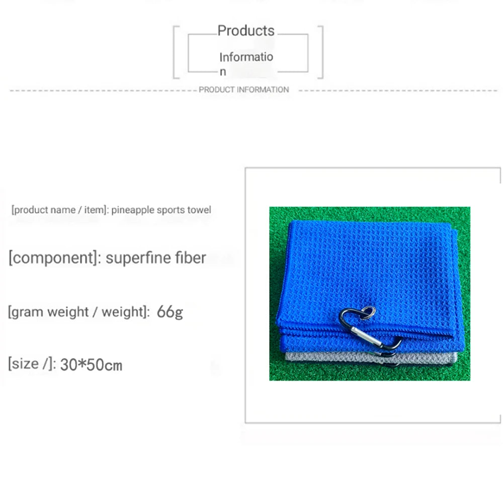 Vielseitiges 30x50cm Mikrofaser-Golfhandtuch mit Clip