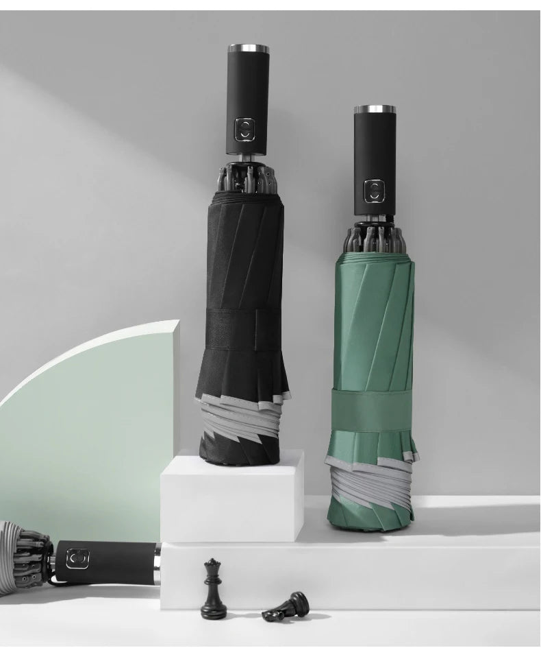 Reflektierendes, winddichtes 10-Rippen-Regenschirmset mit Streifen