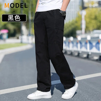 Versatile Oversize Men's Cargo Pants in Solid Grey