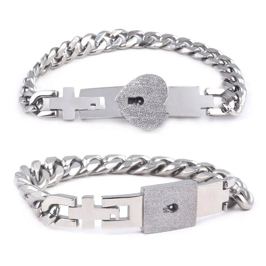 Stainless Steel Heart Lock Couple Bracelet