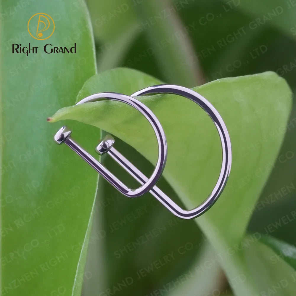 5PCS 20G Titanium Open D Shape Nose Ring Hoop