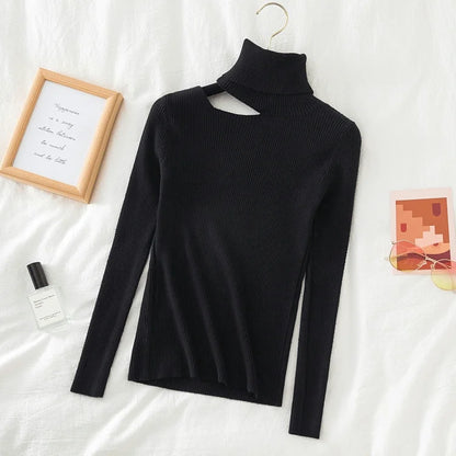 Lace Ruffle Turtleneck Sweater for Women's