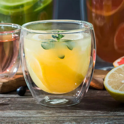 Hitzebeständiges doppelwandiges Glasbecher-Set