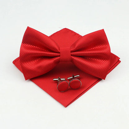 Men's Formal Pocket Square Cufflinks Polyester Bowtie