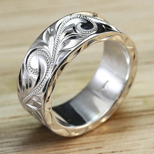 Women's Elegant Pattern Couple Leaf Wedding Rings