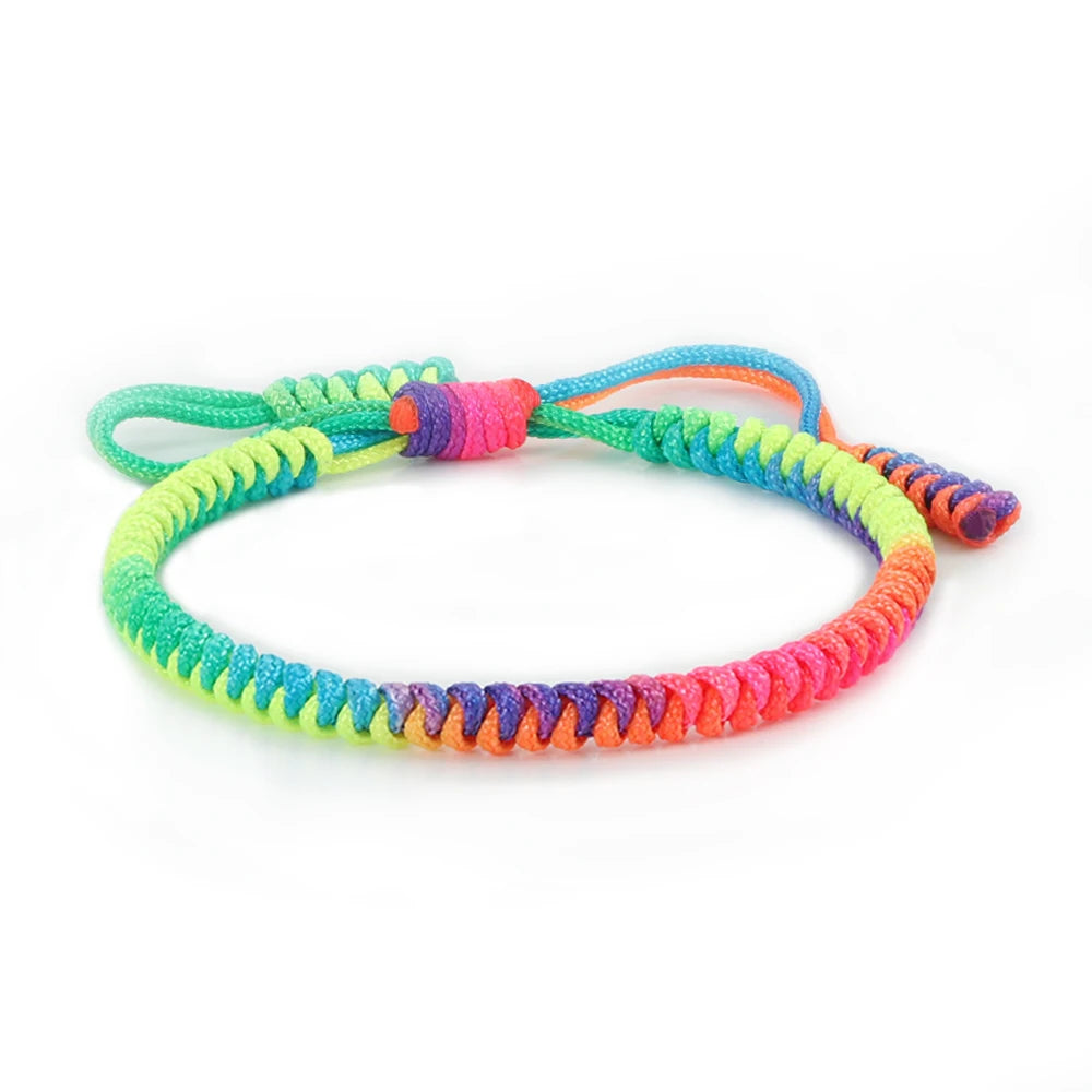 Unisex Rainbow Thread Braided Woven Rope Bracelet