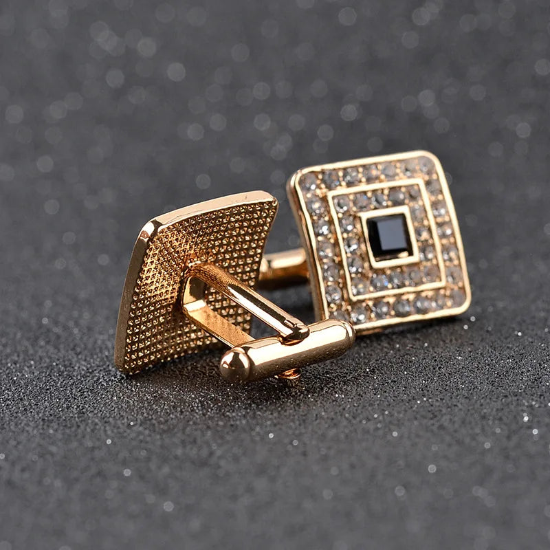 Exquisite Rhinestone Square Cufflinks for Elegant Men