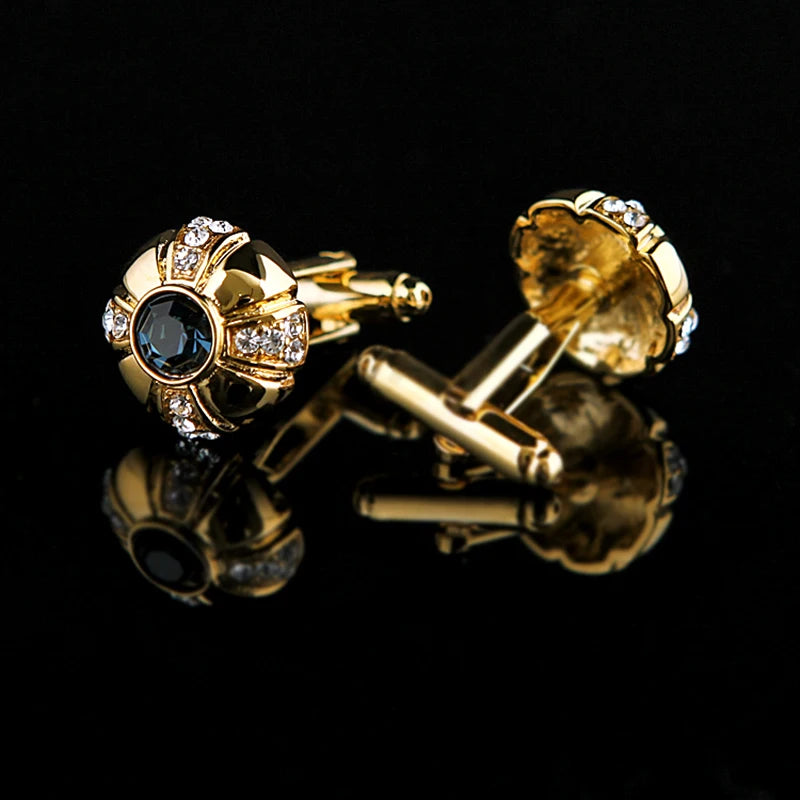 Boutons de manchette en cristal et zircon pour hommes