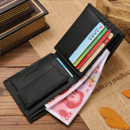 Classic Simple Short Genuine Leather Men Wallets