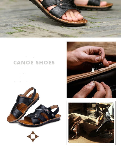 Sandales pour hommes - Chaussures ouvertes décontractées en cuir pour hommes