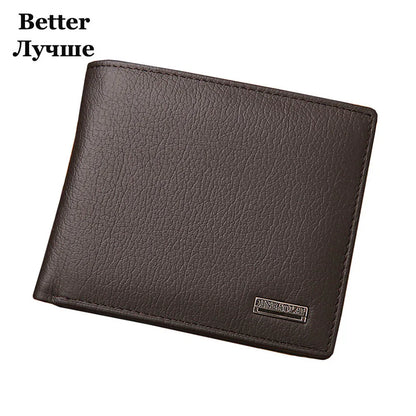 Classic Simple Short Genuine Leather Men Wallets