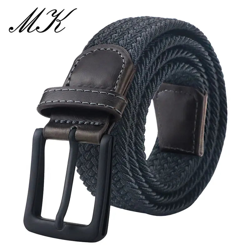 Metal Pin Elastic Buckle Canvas Belts For Men