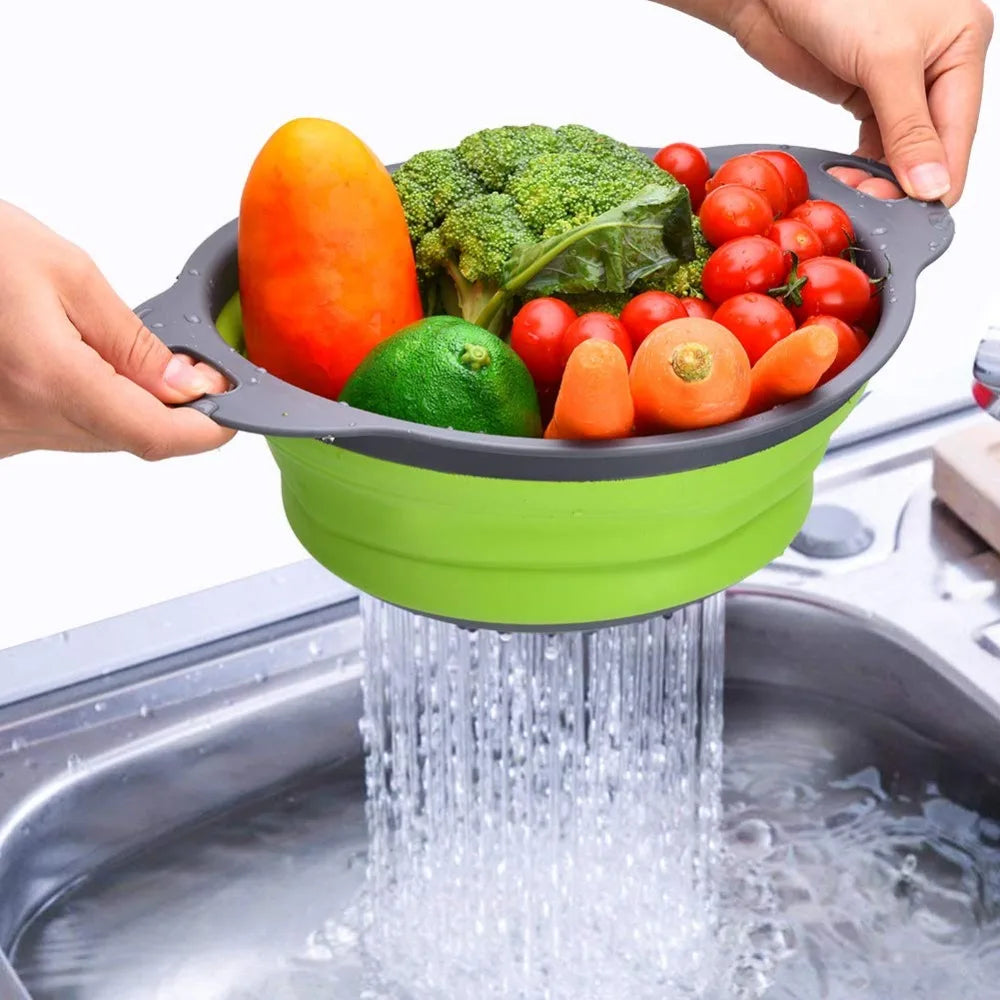 Round Folding Colander for Washing Fruits