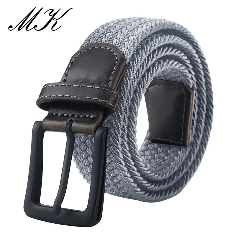 Metal Pin Elastic Buckle Canvas Belts For Men