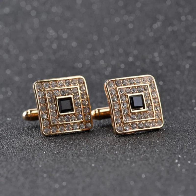 Exquisite Rhinestone Square Cufflinks for Elegant Men