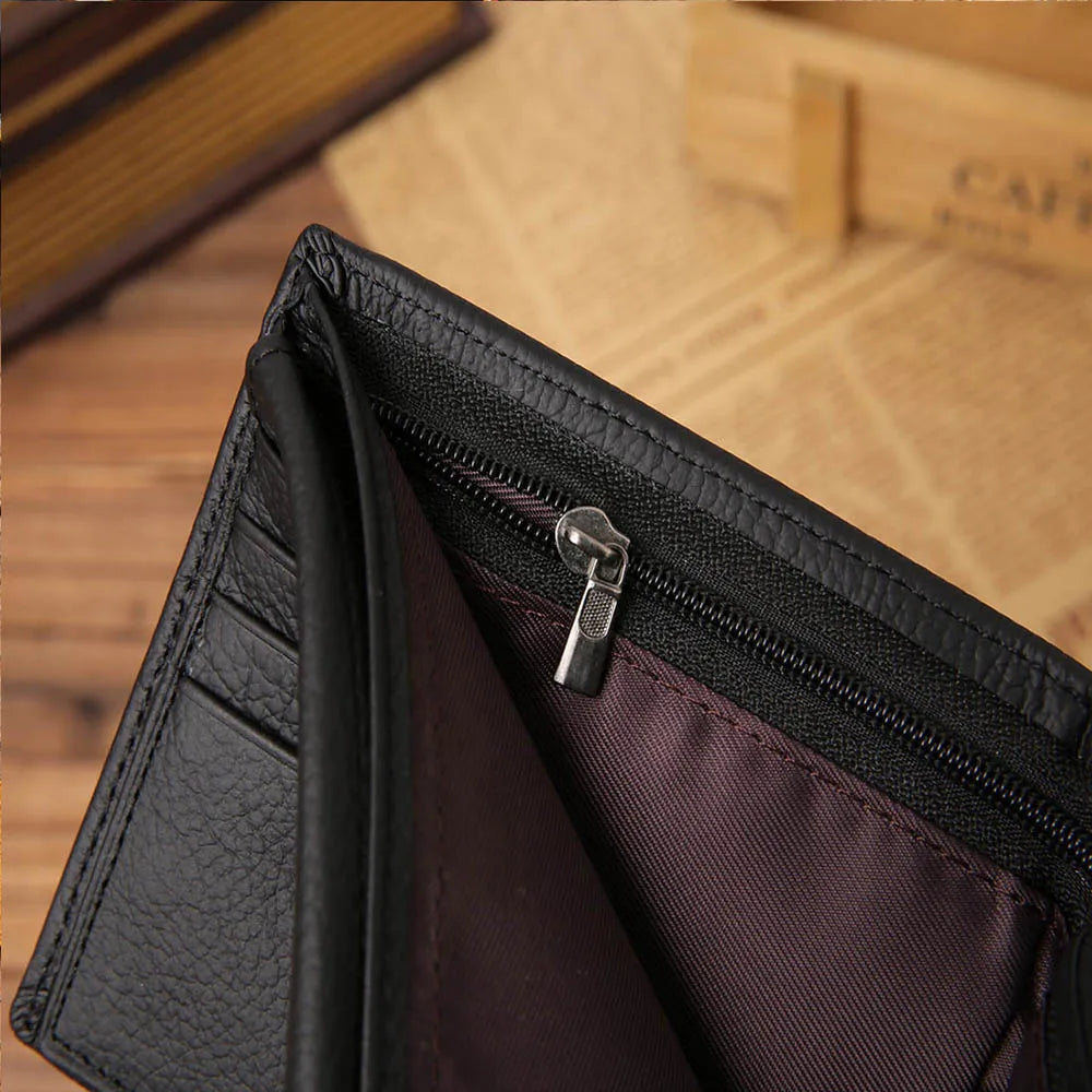 Classic Simple Short Genuine Leather Men Wallets