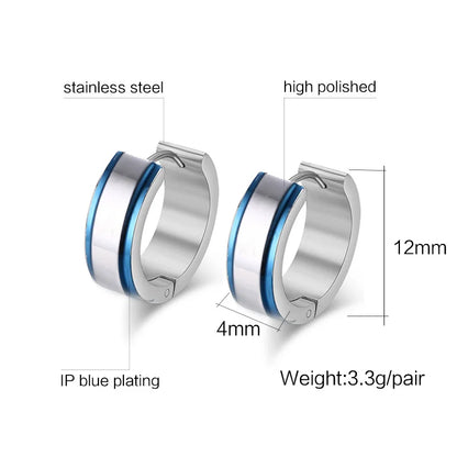 Men Small Stainless Steel Hoop Earrings