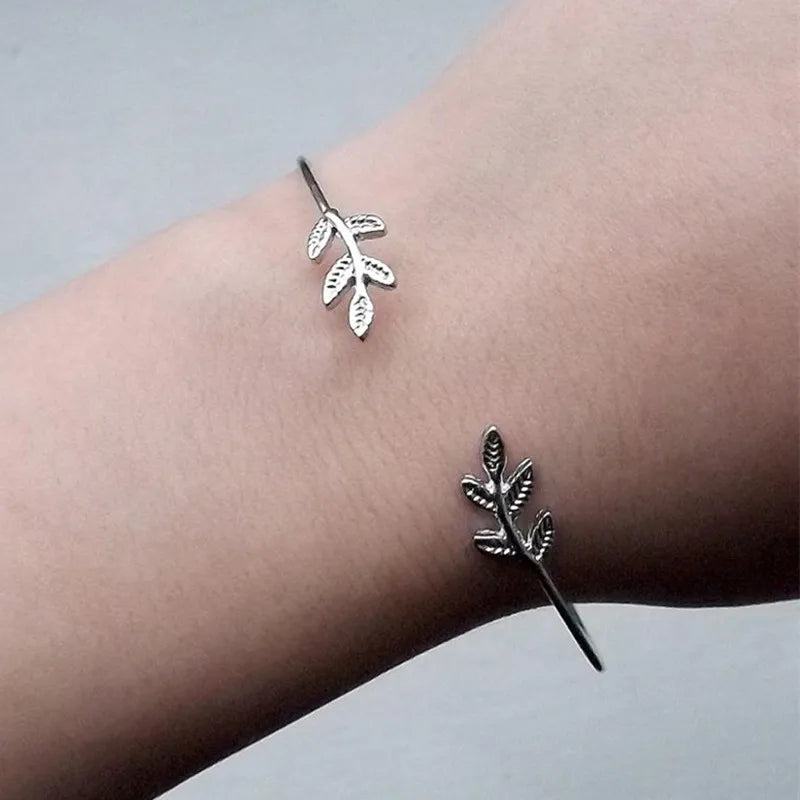 Open Leaf Cuff Bracelets for Women