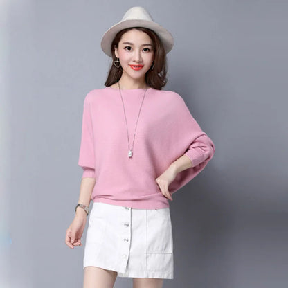 Gestreifter Damen-Strickpullover – Locker geschnittener, lässiger Langarm-Winterpullover