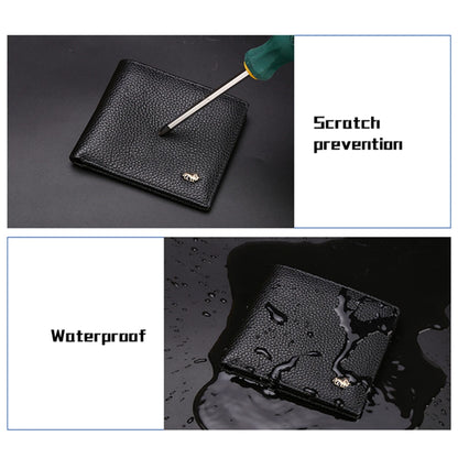 Portefeuille à deux volets RFID en cuir véritable pour hommes avec porte-monnaie à fermeture éclair