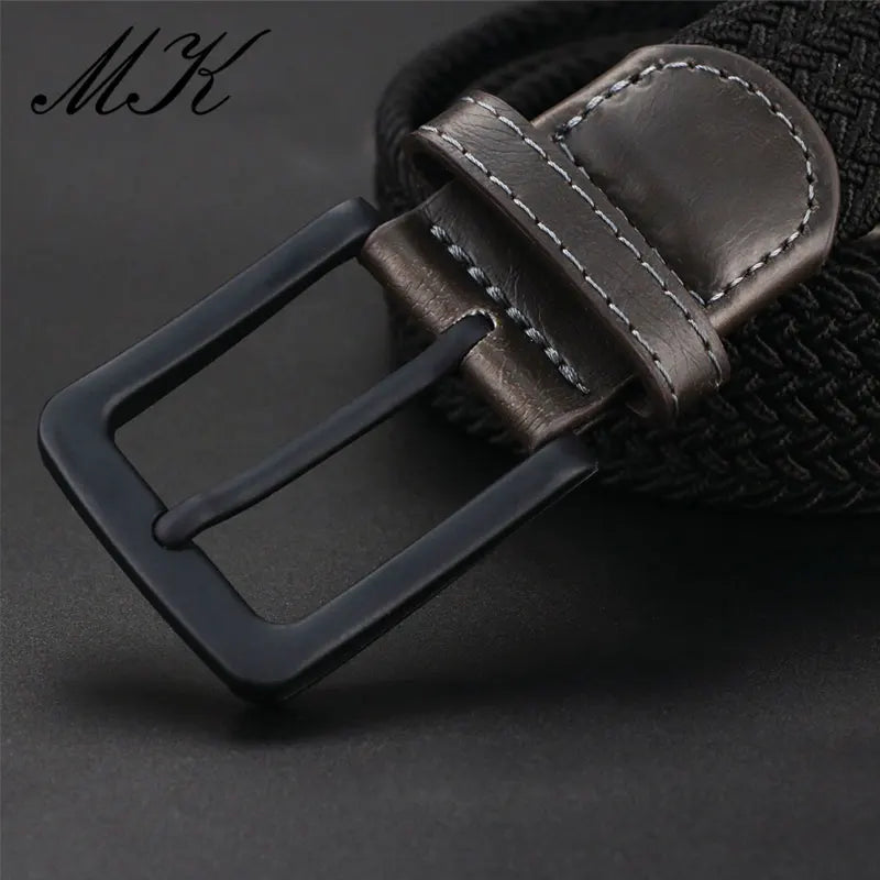 Metal Pin Elastic Buckle Canvas Belts For Men