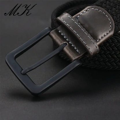 Metal Pin Elastic Buckle Canvas Belts For Men