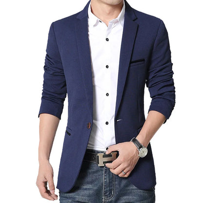 Classic Slim Fit Men's Blazer - Korean Style