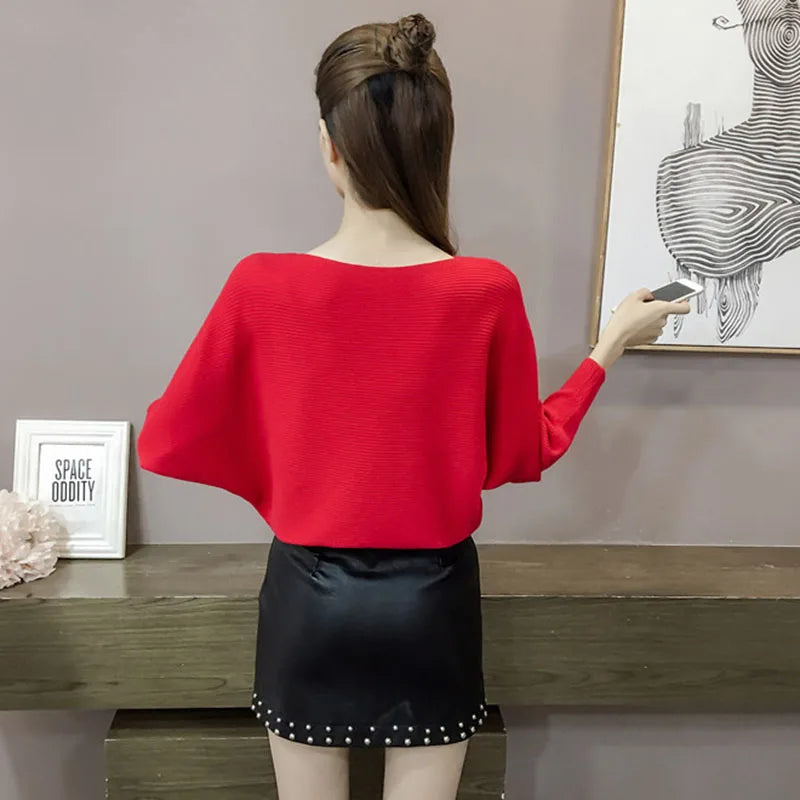 Gestreifter Damen-Strickpullover – Locker geschnittener, lässiger Langarm-Winterpullover