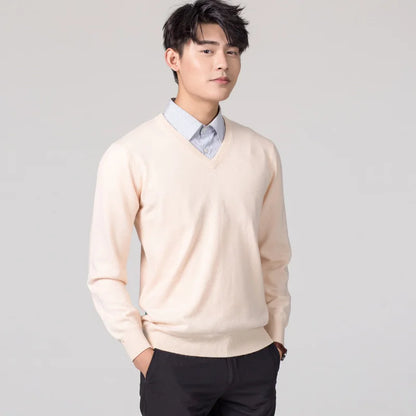 V-Neck Wool Pullover Winter Sweater