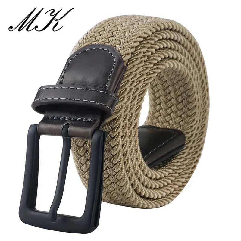 Metal Pin Elastic Buckle Canvas Belts For Men