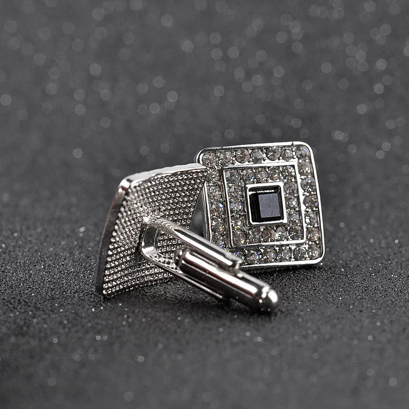 Exquisite Rhinestone Square Cufflinks for Elegant Men