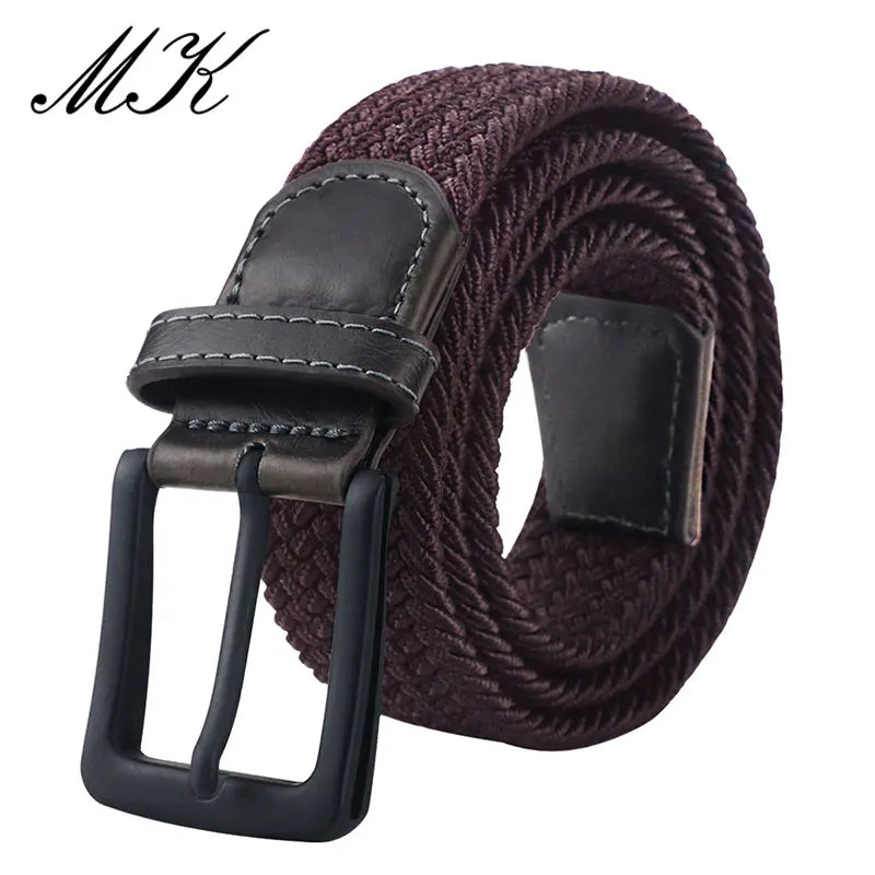 Metal Pin Elastic Buckle Canvas Belts For Men